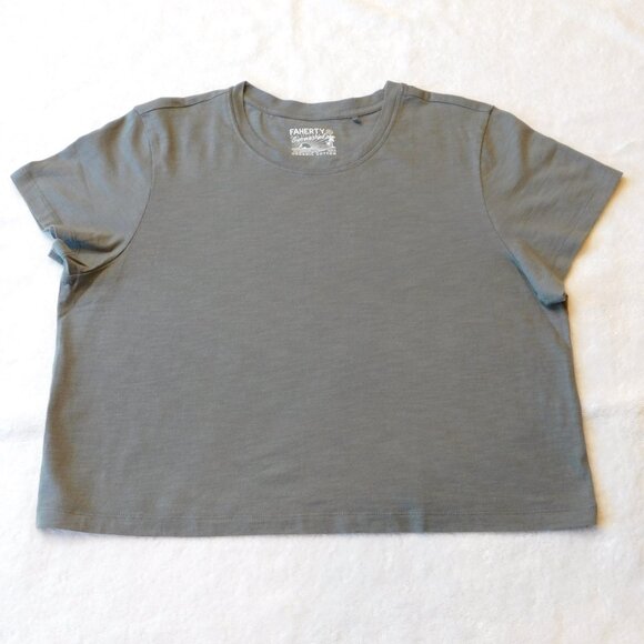 Faherty Sunwashed Cropped Crew Tee | Organic Cotton | Gray | EUC | XL - Picture 2 of 7
